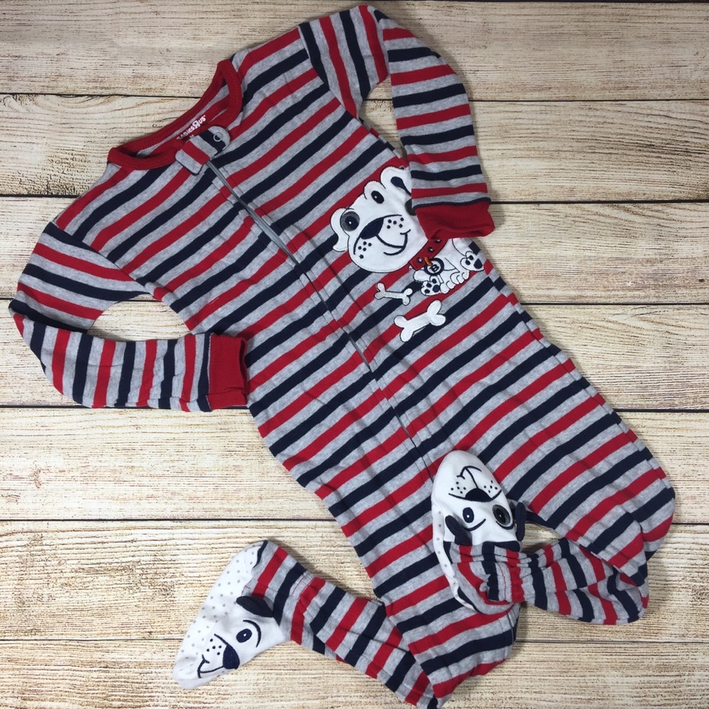 BabiesRUs Striped‎ Long Sleeve Footed Bodysuit